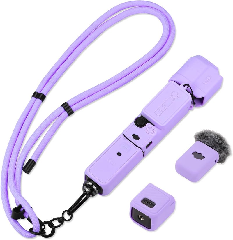 Flymile Pocket 3 Silicone Cover & Lanyard, Protective Case Crossbody Strap for DJI OSMO Pocket 3 Accessories - Image 1